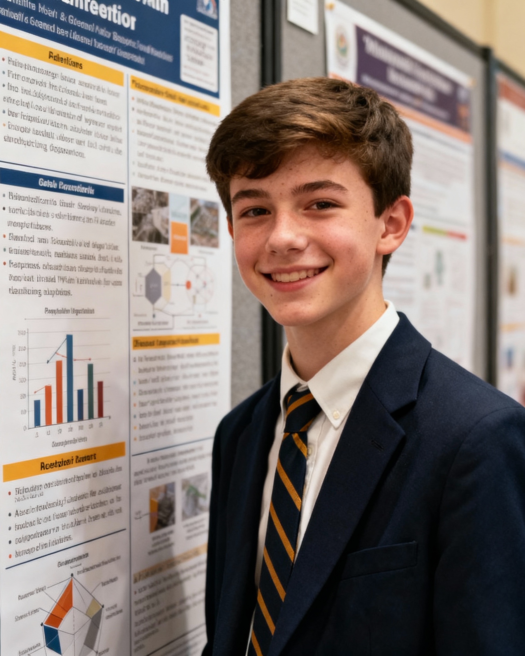 一个学生自信地展示他/她的研究成果